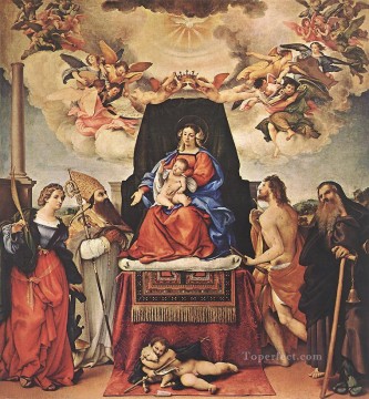lorenzo loto Painting - Virgen con el Niño y Santos 1521II Renacimiento Lorenzo Lotto